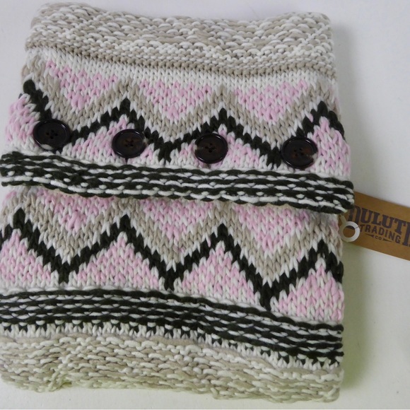 Duluth Trading Fair Isle Knit Sherpa Neck Warmer & Fleece Convertible Mittens - Picture 2 of 9